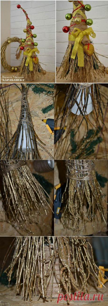 Как сделать новогоднюю елку из сухих веток