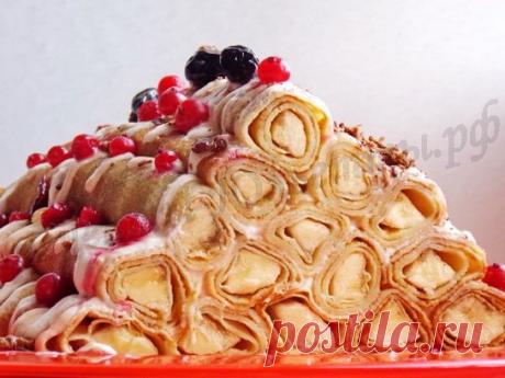 Торт из блинчиков. Блинный торт с бананом