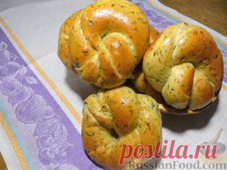 Рецепт: Дрожжевые булочки с укропом и сыром на RussianFood.com