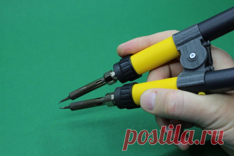 Пинцет-паяльник для SMD-деталей Как вы уже поняли из названия, это приспособление мастер сделал для работы с SMD-деталями. Эти детали очень малы и не всегда удобно их монтировать или демонтировать с помощью паяльника и пинцета. В данном же случае, мы имеем два в одном, и пинцет, и паяльник, который греет контактные площадки