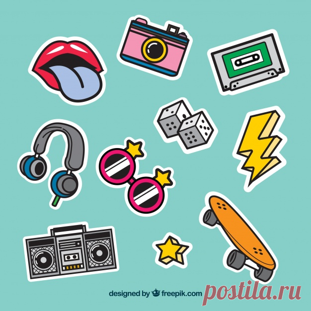 Ретро-стикеры с поп-артами Более миллиона свободных векторов, PSD, фотографии и бесплатные иконки. Эксклюзивные халявы и все графические ресурсы, которые необходимые для ваших проектов