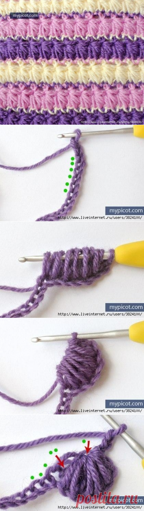 Любопытный узорчик крючком - схема вязания - мастер-класс в картинках