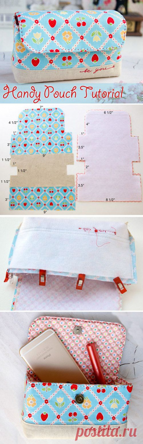 Handy Pouch Bag Tutorial. Удобная сумочка ~ Handy Pouch Bag Tutorial.  All in one handy pouch. Tutorials with pictures. Шьем удобную сумочку. https://www.handmadiya.com/2015/09/handy-pouch-bag-tutorial.html