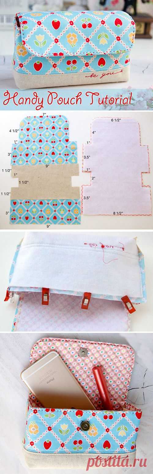 Handy Pouch Bag Tutorial. Удобная сумочка ~ Handy Pouch Bag Tutorial.  All in one handy pouch. Tutorials with pictures. Шьем удобную сумочку. http://www.handmadiya.com/2015/09/handy-pouch-bag-tutorial.html