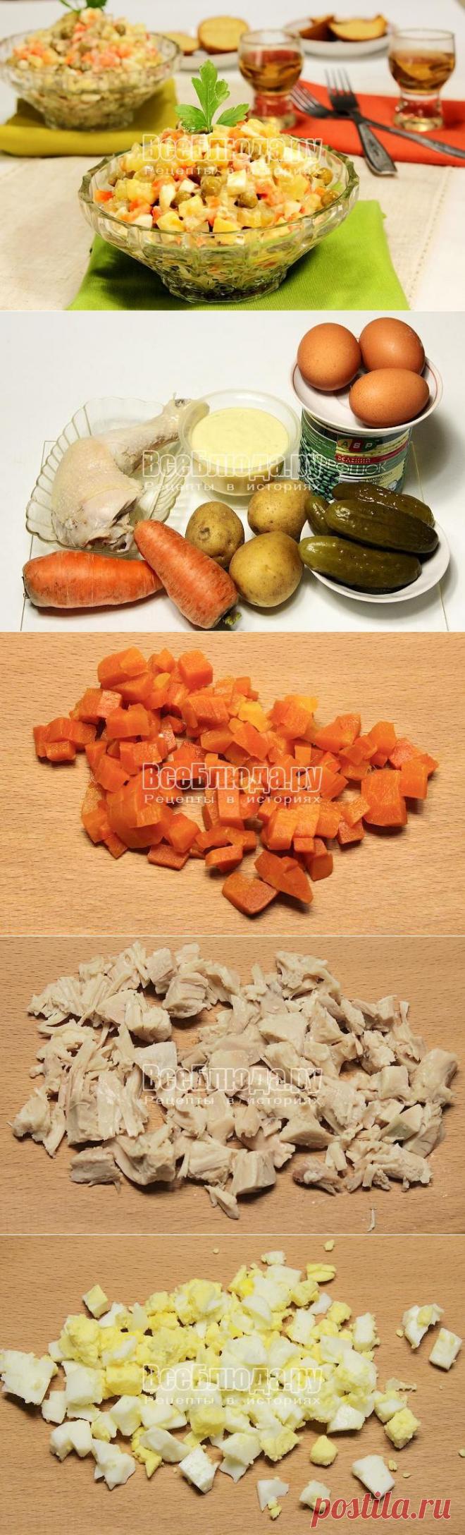 Рецепт салата Оливье с курицей, пошаговые фото | Все Блюда