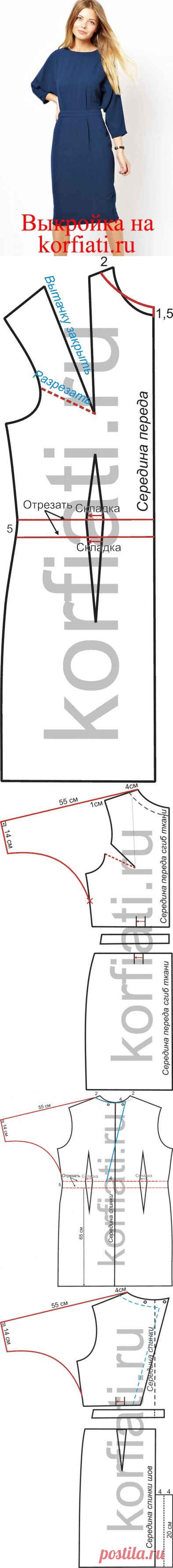 Платье с рукавом летучая мышь выкройка от Корфиати