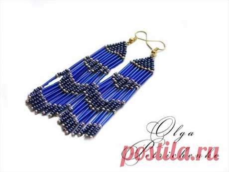 Длинные серьги из бисера. Long bead earrings. - YouTube