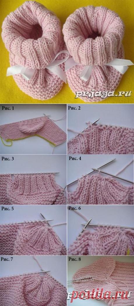Пинетки спицами, мастер класс от Lena Swan