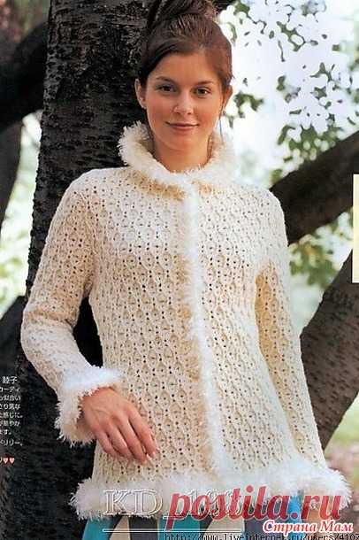 Теплый кардиган плотным узором и обвязкой пряжей травка. Крючок. - ВЯЗАНАЯ МОДА+ ДЛЯ НЕМОДЕЛЬНЫХ ДАМ - Страна Мам