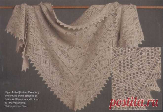 Индийский платок Оренбургским стилем.