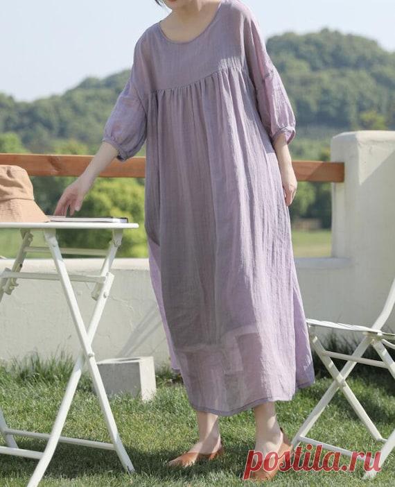 Women summer Ramie long dress Women's dress Have pockets | Etsy 【Fabric】 Ramie Lining cotton 【Color】 Green, purple 【Size】 Shoulder width is not limited Bust 130cm / 50  Length 116cm / 45  Washing & Care instructions: -Hand wash or gently machine washable do not tumble dry -Gentle wash cycle (40°C) -If you feel like ironing (although should not be necessary) , do