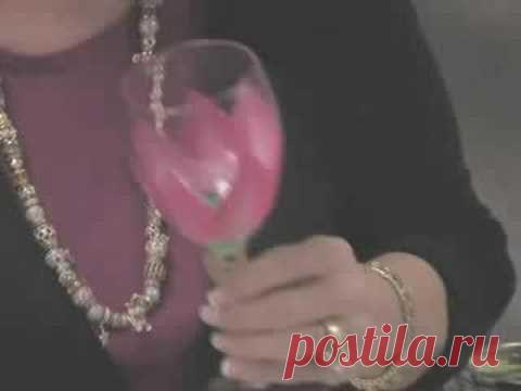 Техника рисования одним мазком: Роспись бокалов за 2 минуты.