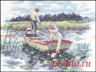 Вышивка крестом: Кувшинки (Waterlily Blossoms) Статья автора «Вяжем с удовольствием» в Дзене ✍: Схема в четырех частях  Ключи к схеме