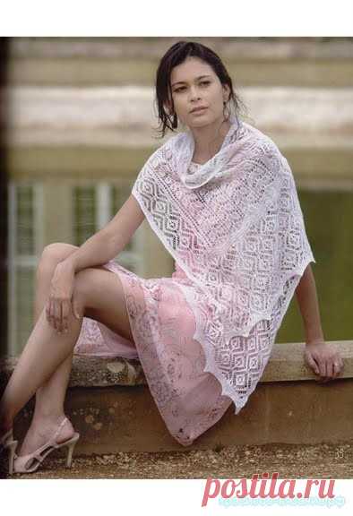 Альпийская Шаль спицами.