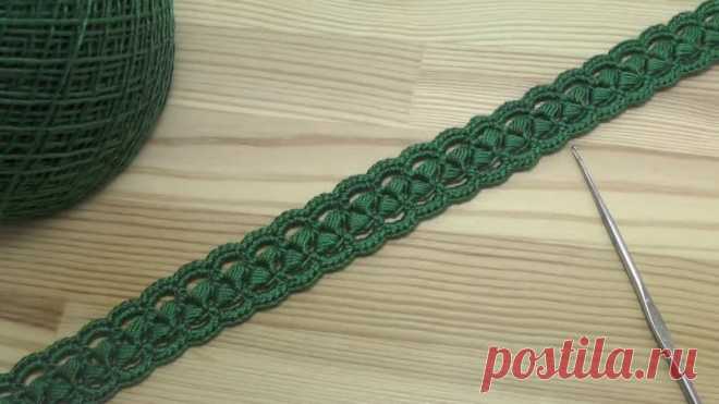 Вязание крючком ленточного кружева на основе шнура из пышных столбиков Crochet