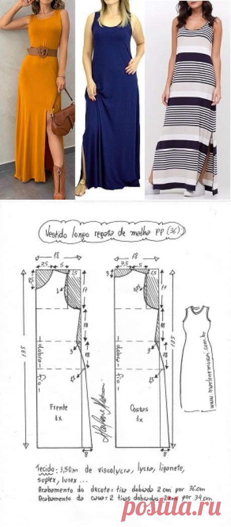 Vestido longo de Malha Regata - Marlene Mukai