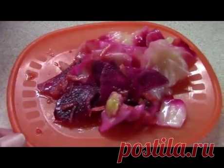 Маринованная суточная капуста со свеклой//Кулинария//Кулинарный влог//