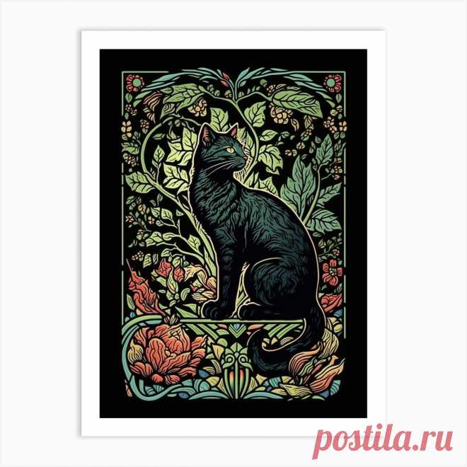 William Morris Cats Collection Stained Glass  Art Print Fine art print using water-based inks on sustainably sourced cotton mix archival paper.
• Available in multiple sizes 
• Trimmed with a 2cm / 1
