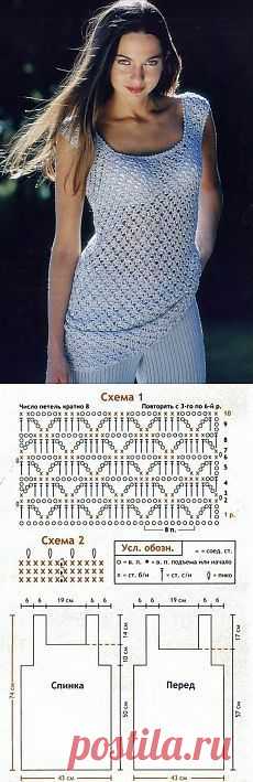 Туника-сетка вязаная крючком. Красивая туника-сетка крючком…