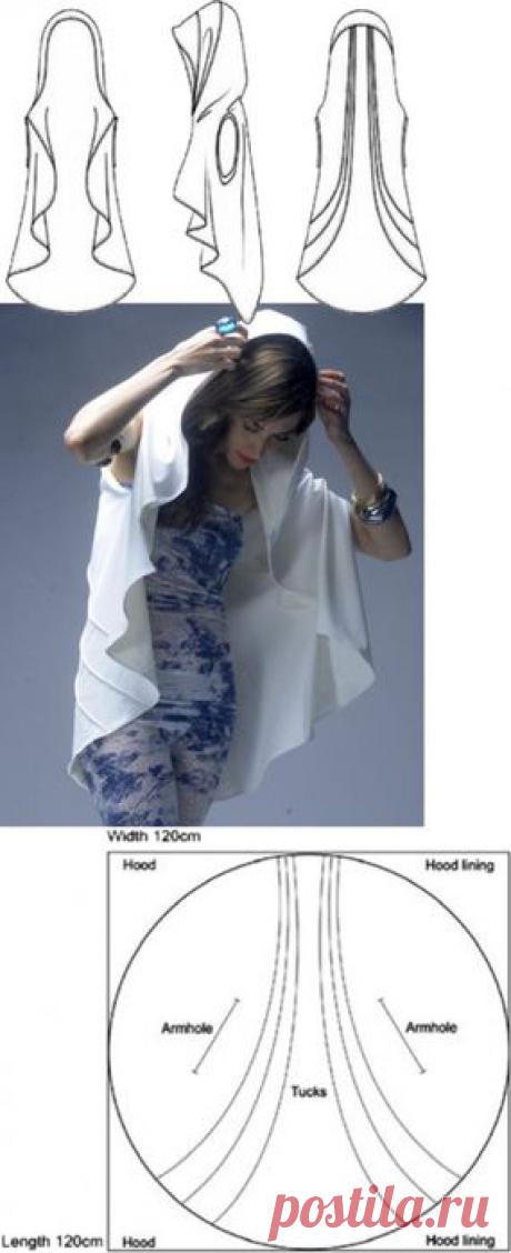 Интересные выкройки блузок и капюшона.