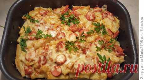 Запеканка из макарон с сосисками. Пошаговый рецепт с фото