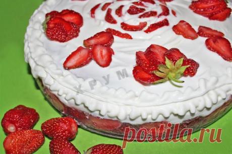 Клубничка торт творожный с клубникой
