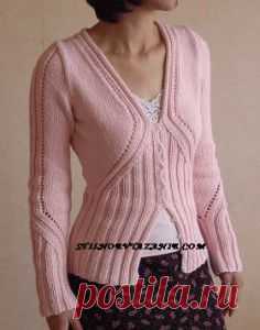 Абрикосовый жакет связанный спицами / Стильное вязание