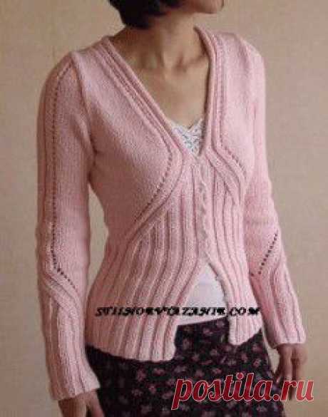 Абрикосовый жакет связанный спицами / Стильное вязание