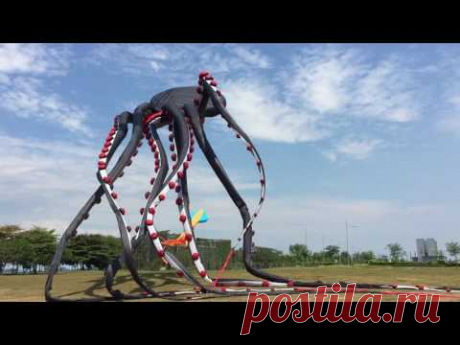 Giant octopus kite flying at Marina Barrage