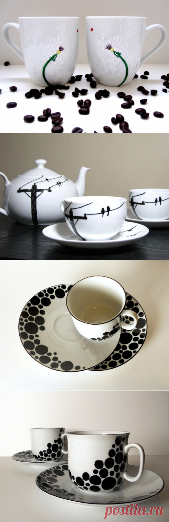 Коллекция простых  идей росписи посуды / Сервировка стола / ВТОРАЯ УЛИЦА