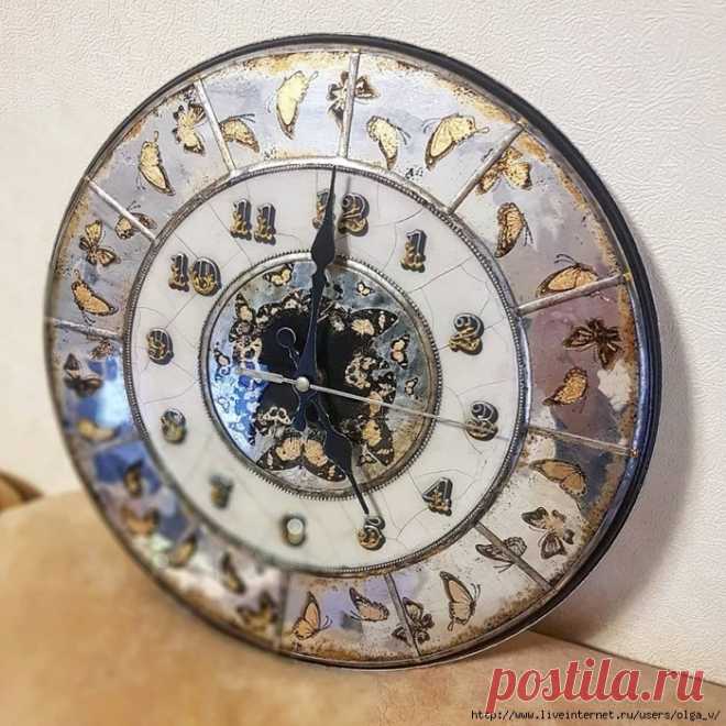 м.к. Ириной Трофимовой)) Интерьерные часы с имитацией эгломизе