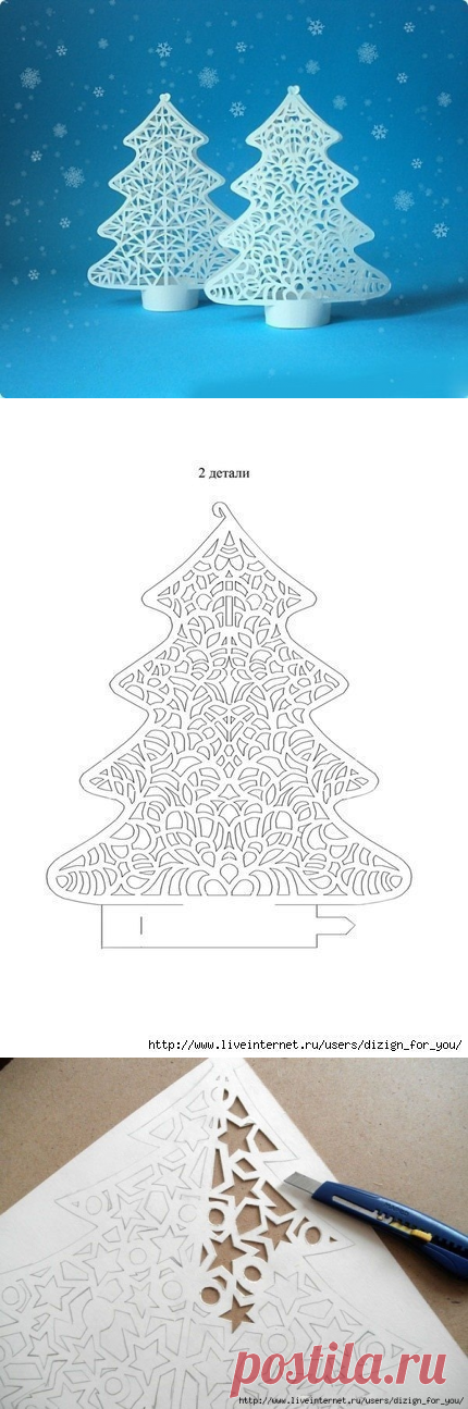 Ажурная елочка из бумаги.