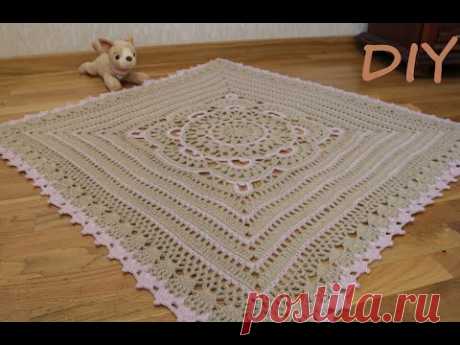 КОВЕР КРЮЧКОМ вязание мастер класс ЧАСТЬ 2 how to crochet a square rug