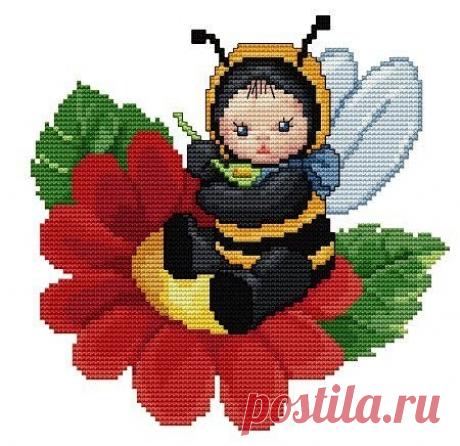 Схема для вышивки пчелы Майи. Вышивка крестом пчелка |