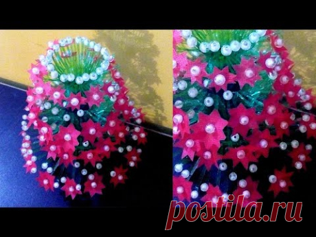 Empty Plastic Bottle Vase Making Craft - Water Bottle Recycle Flower Vase Art - Carrybag flower vase