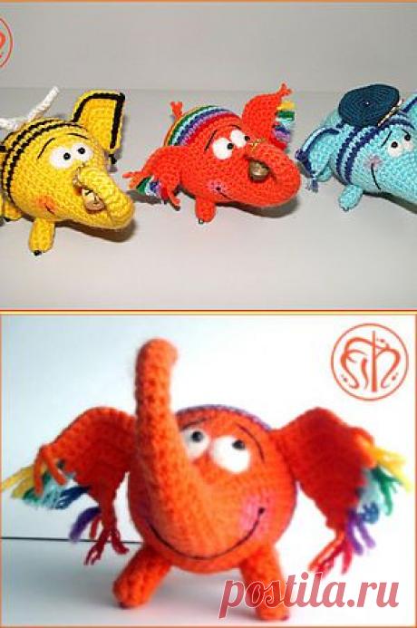 Вязаные радужные слоники - Ярмарка Мастеров - ручная работа, handmade
