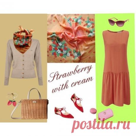 Батик платок "Клубника со сливками" – купить в интернет-магазине на Ярмарке Мастеров с доставкой - CCUC1RU | Архангельск