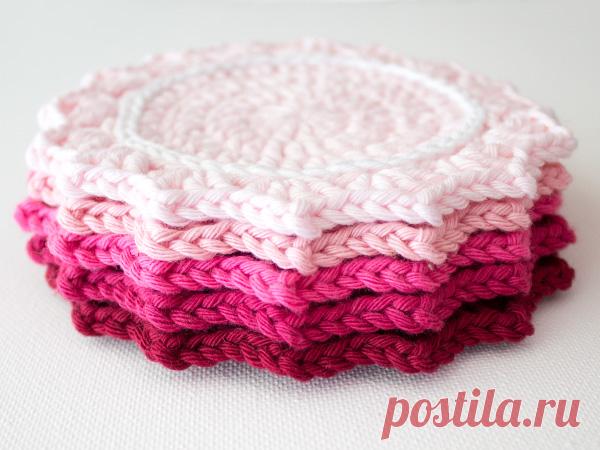 Вязаные крючком салфетки-подставки для начинающих