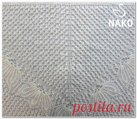 Свадебная ажурная шаль спицами. Описание вязания, схемы
