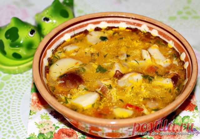Грибной суп с рисом и яйцом. • Грибные супы