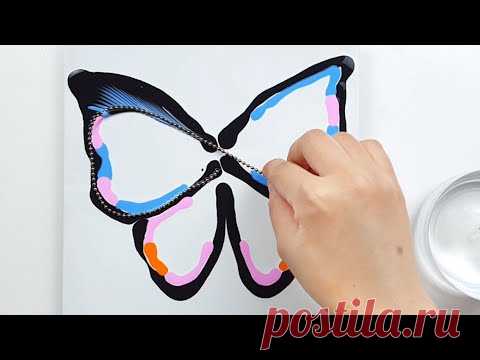 (242) Chain pull technique _ Butterfly _ Acrylic Pouring _ Fluid acrylic _ Designer Gemma77