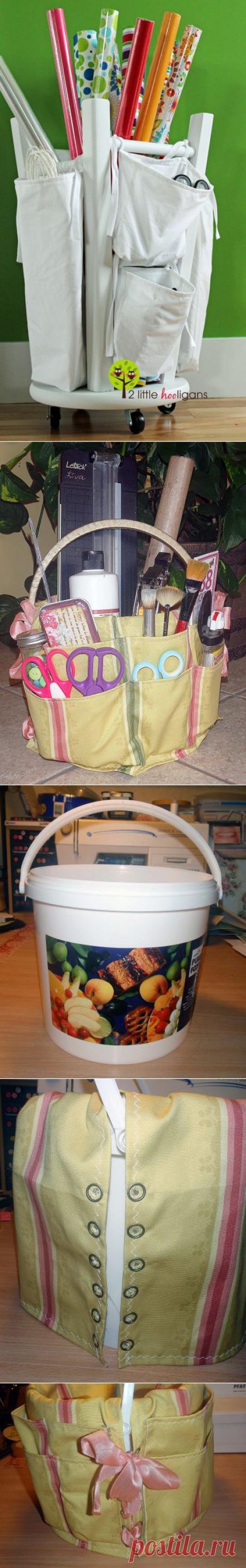 Рукодельные органайзеры: из ведра и перевернутого табурета:) Мастер-классы