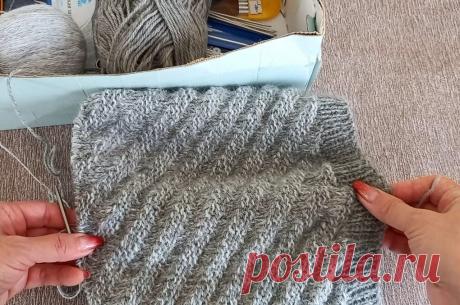 Вяжу шапку диагональным узором из "Пуха норки" и "Секрета успеха" | Тепло о вязании Пульс Mail.ru Очень простой узор для шапки на основе резинки 4 х 4 (4 лиц., 4 изн.). Петли смещаются на одну в каждом ряду, образуя диагональные дорожки из изнаночных петель на фоне лицевой глади.