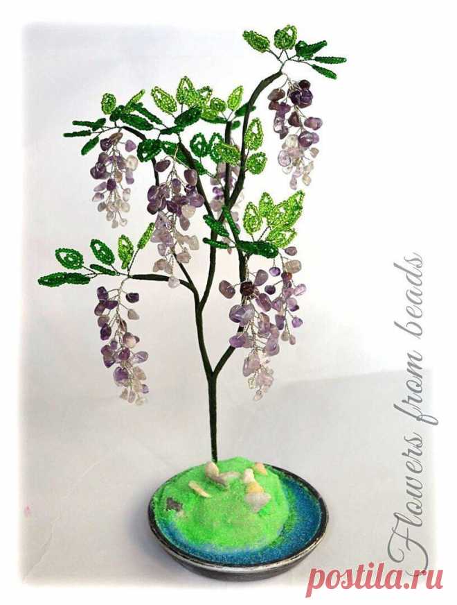 Бонсай из бисера и полудрагоценных камней — Сделай сам, идеи для творчества - DIY Ideas