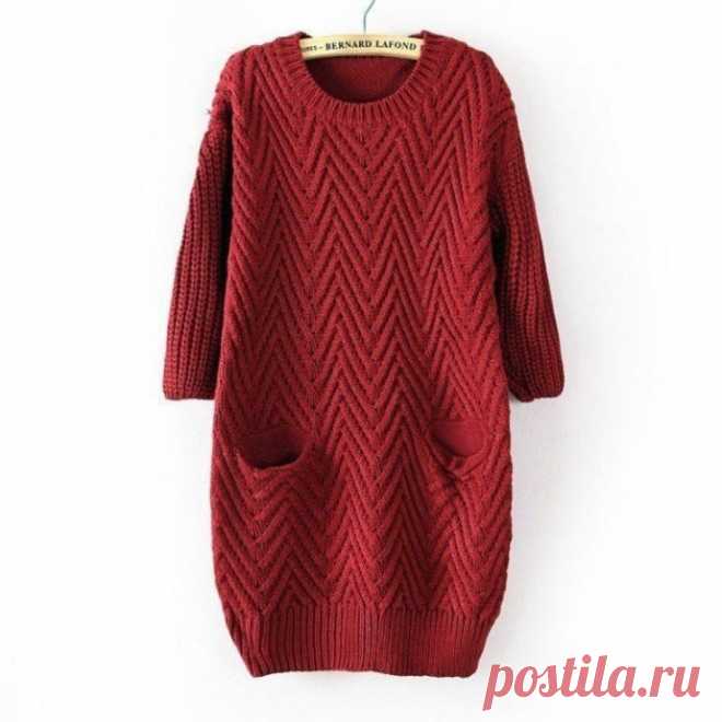 Узор для платья-туники, вяжем спицам