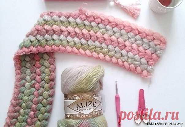 Узор из пышной елочки #узорыкрючком@vyazanie.blog