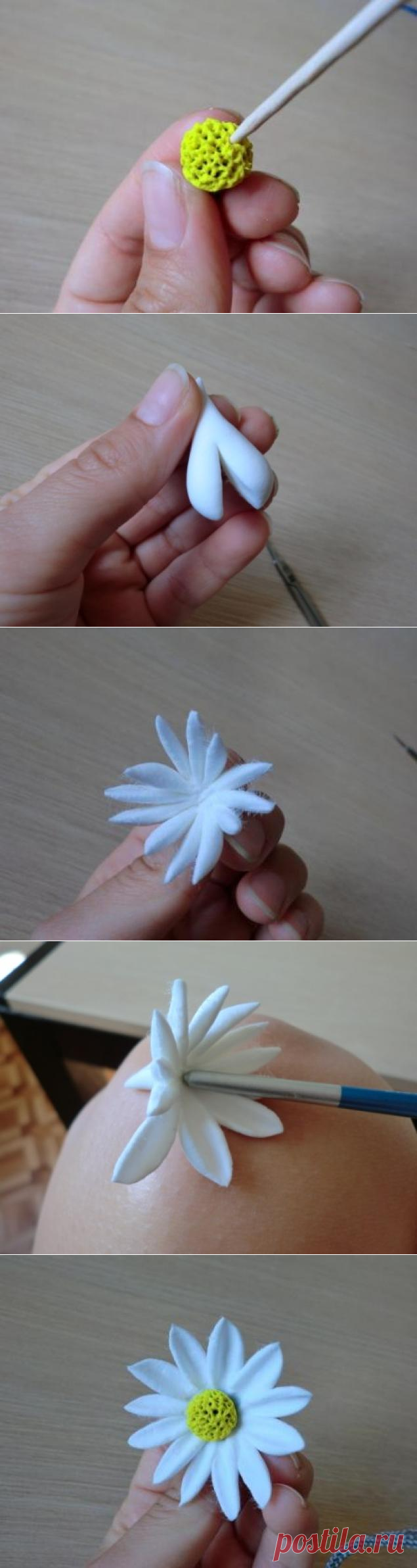 Ромашка из полимерной глины. Мастер-класс - Цветы из полимерной глины - Полимерная глина - Каталог статей - Рукодел.TV