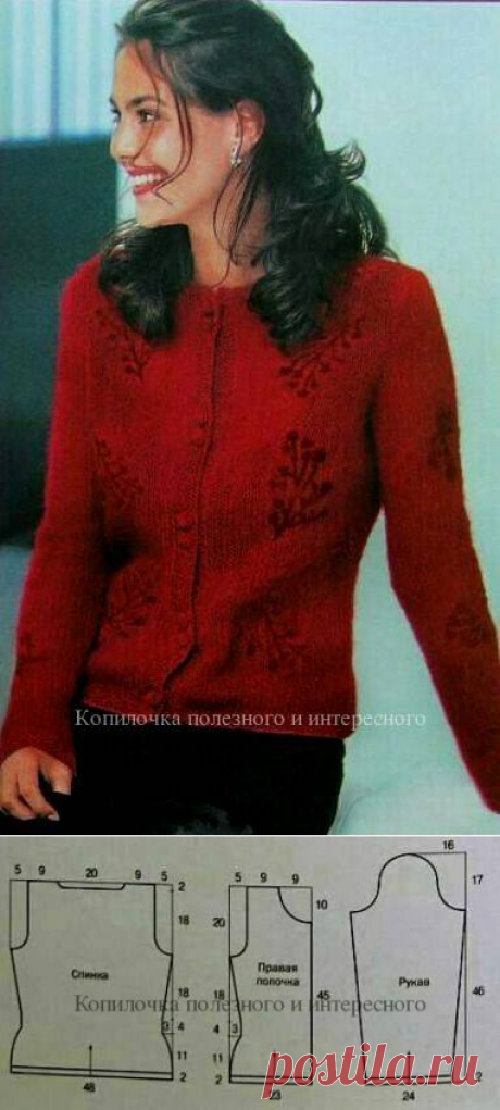 Жакет. Вязание спицами и крючком.