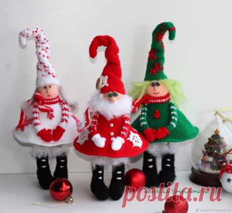 Вяжем забавного Деда Мороза крючком. Мастер-класс