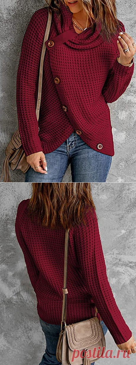 $ 33.98 - Solid Cowl Neck Long Sleeve Casual Sweaters - www.clothingi.com